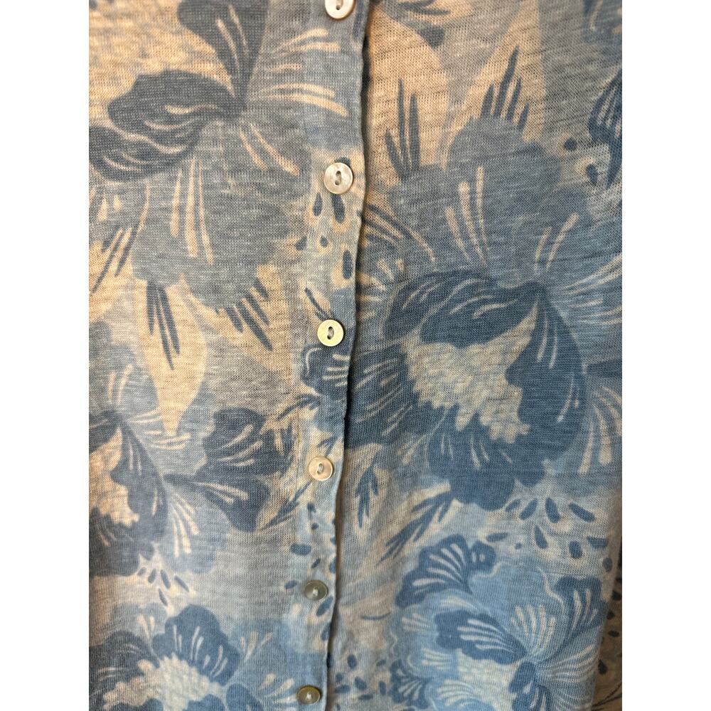 Sigrid Olsen 100% Linen Button Back Detail Floral Short Sleeve Top Small - Picture 6 of 7